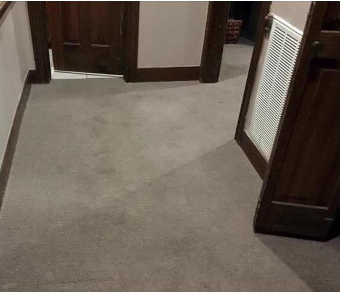 Office carpet dried out and cleaned after water damage