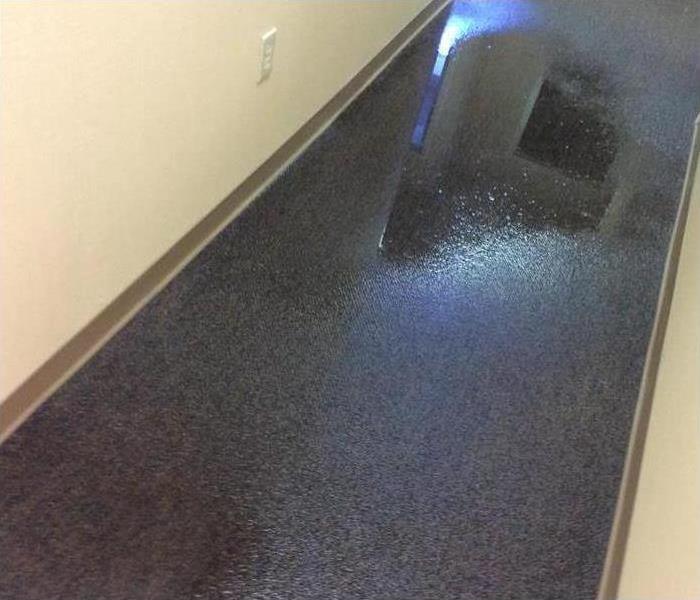 hallway with water damage 